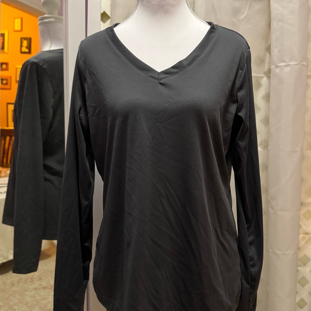 Sport-Tek Dark GrayLong Sleeve V-Neck Top